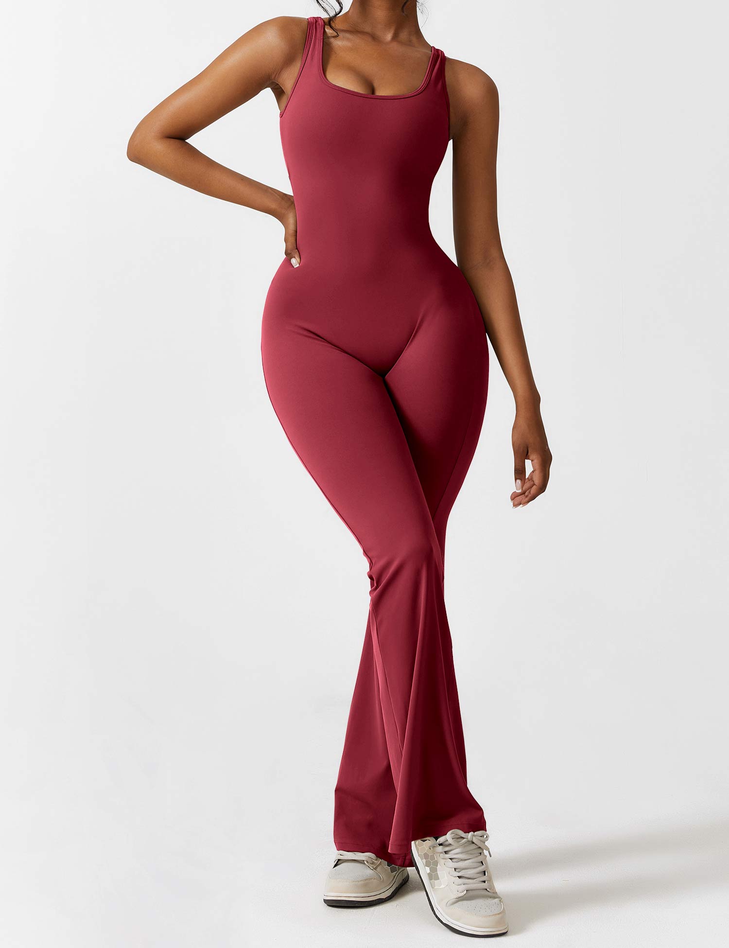 Ironfit Jumpsuit mit V - Rücken und Schlaghose - Ironfit