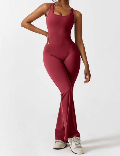 Ironfit Jumpsuit mit V - Rücken und Schlaghose - Ironfit
