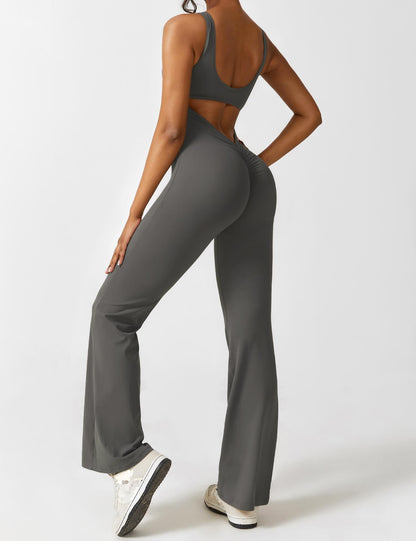 Ironfit Jumpsuit mit V - Rücken und Schlaghose - Ironfit