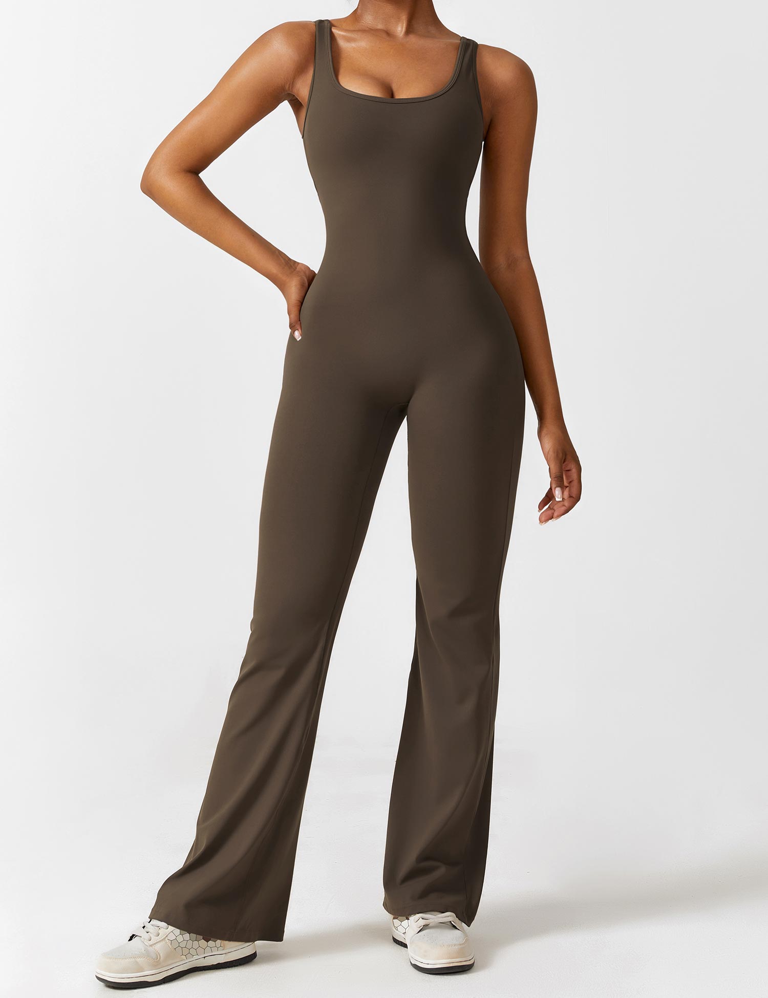 Ironfit Jumpsuit mit V - Rücken und Schlaghose - Ironfit