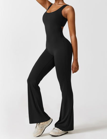 Ironfit Jumpsuit mit V - Rücken und Schlaghose - Ironfit