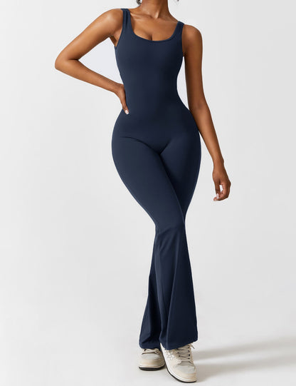 Ironfit Jumpsuit mit V - Rücken und Schlaghose - Ironfit
