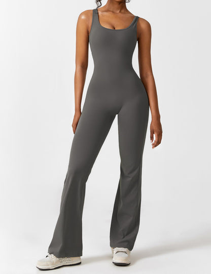 Ironfit Jumpsuit mit V - Rücken und Schlaghose - Ironfit