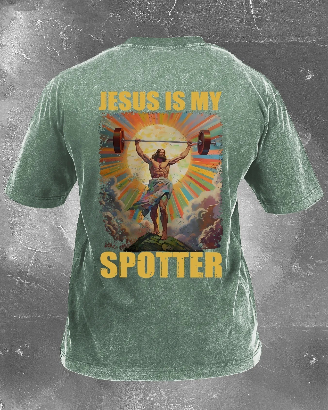 JESUS IS MY SPOTTER WASHED T - SHIRT - Ironfit