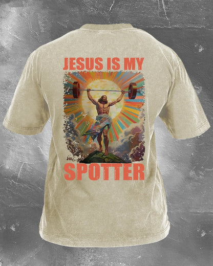 JESUS IS MY SPOTTER WASHED T - SHIRT - Ironfit
