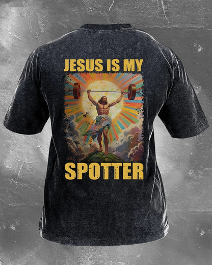 JESUS IS MY SPOTTER WASHED T - SHIRT - Ironfit