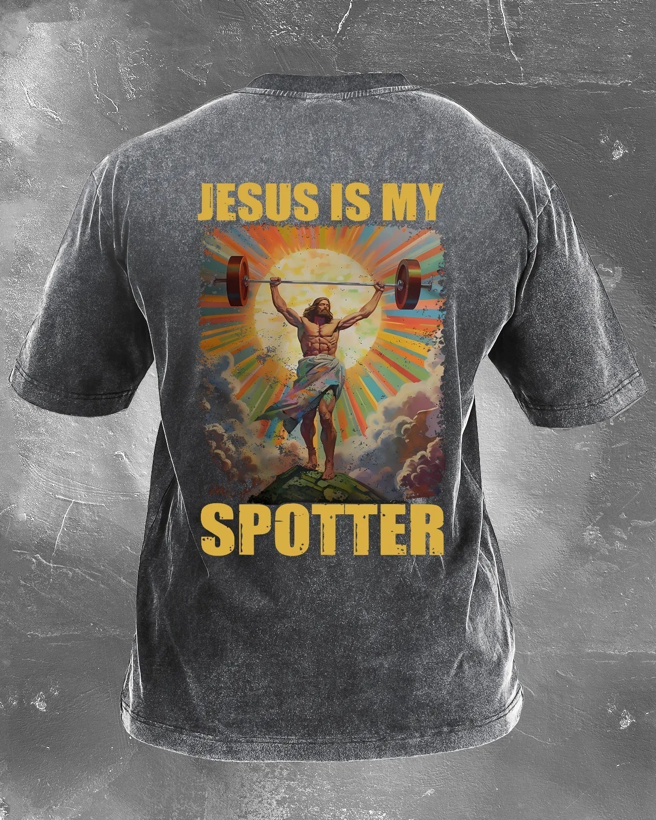JESUS IS MY SPOTTER WASHED T - SHIRT - Ironfit