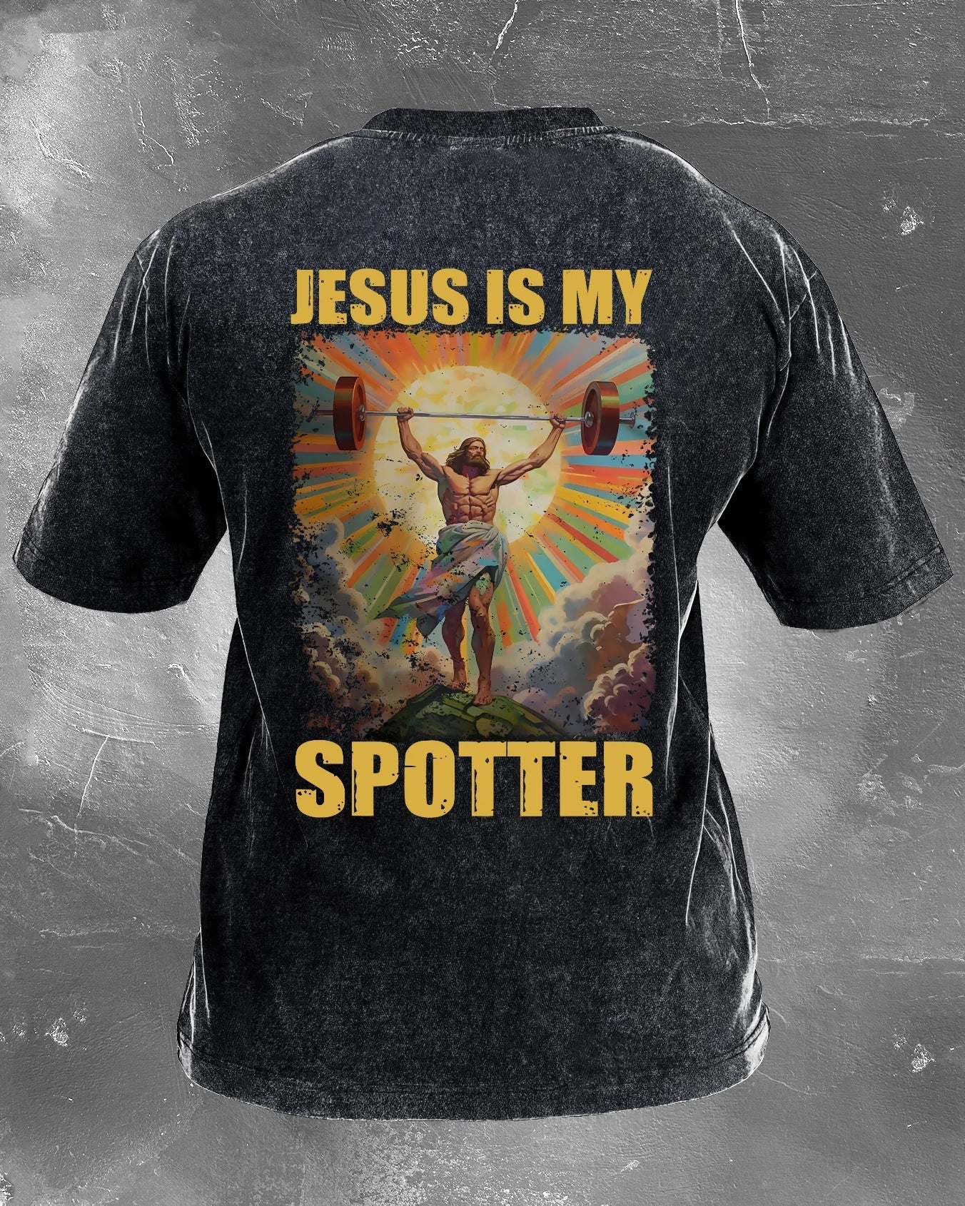 JESUS IS MY SPOTTER WASHED T - SHIRT - Ironfit