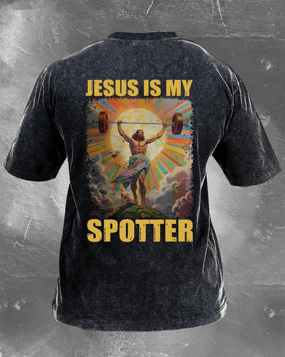 JESUS IS MY SPOTTER WASHED T - SHIRT - Ironfit