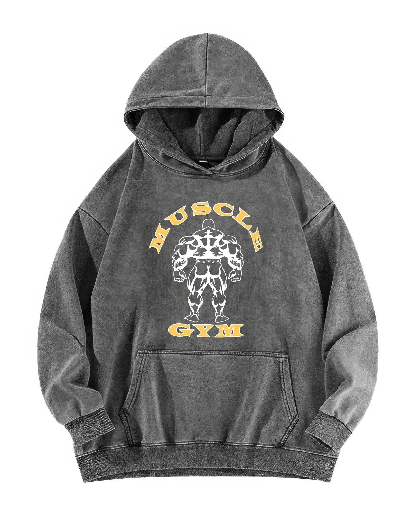 MUSCLE GYM WASHED HOODIE - Ironfit