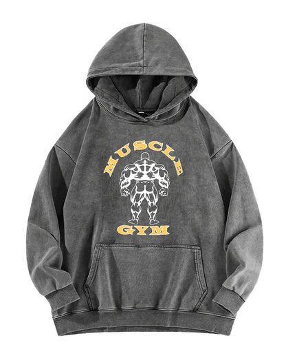 MUSCLE GYM WASHED HOODIE - Ironfit