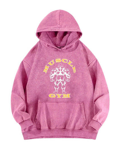 MUSCLE GYM WASHED HOODIE - Ironfit