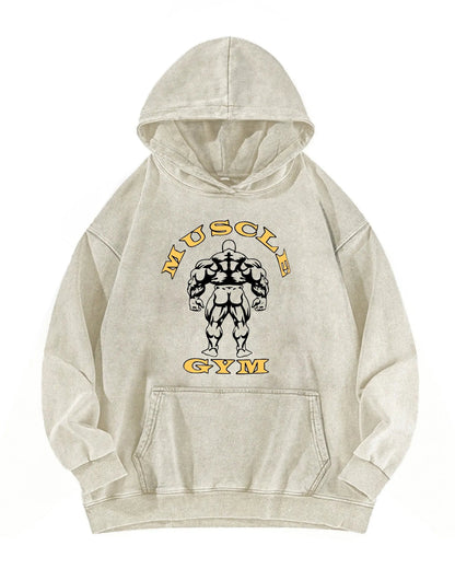 MUSCLE GYM WASHED HOODIE - Ironfit