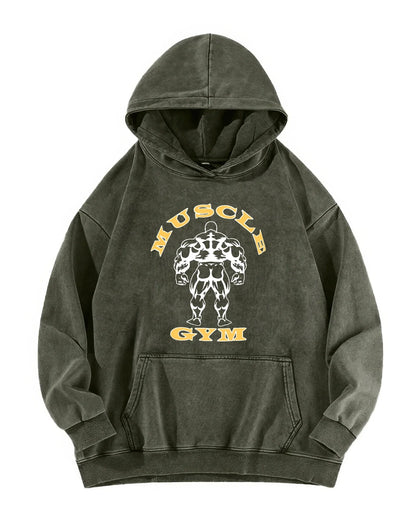 MUSCLE GYM WASHED HOODIE - Ironfit