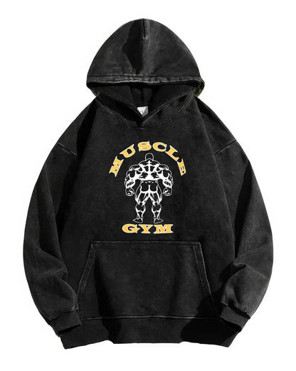 MUSCLE GYM WASHED HOODIE - Ironfit