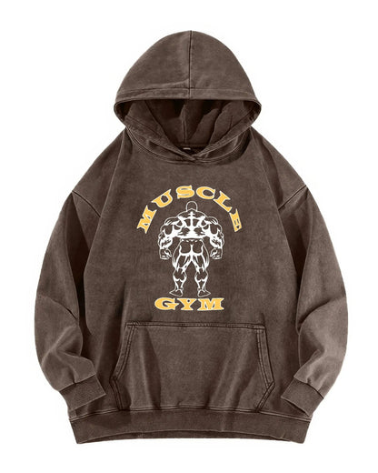 MUSCLE GYM WASHED HOODIE - Ironfit