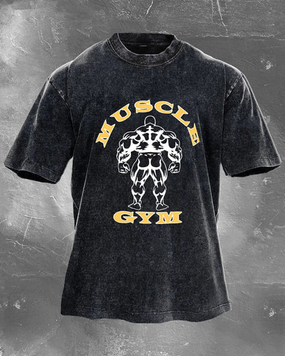 MUSCLE GYM WASHED T - SHIRT - Ironfit