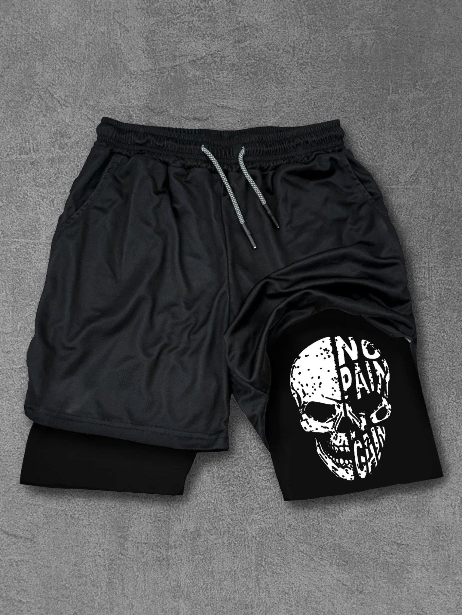 No pain No gain Skull Performance Shorts - Ironfit