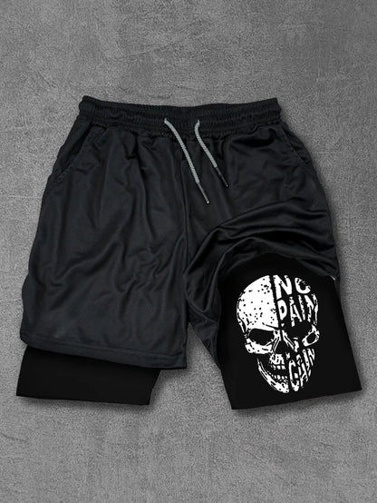 No pain No gain Skull Performance Shorts - Ironfit