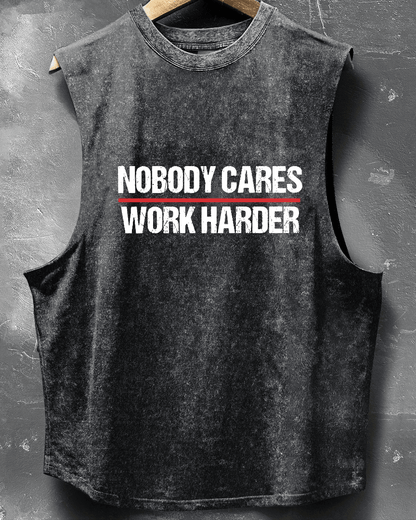 NOBODY CARES WORK HARDER SLEEVELESS TANK - Ironfit