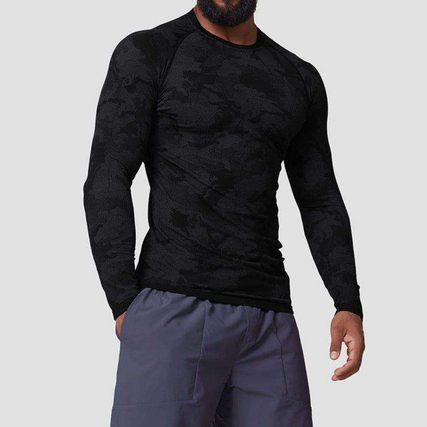 Nahtloses Camouflage Schnelltrocknendes Langarmshirt - Gymfit