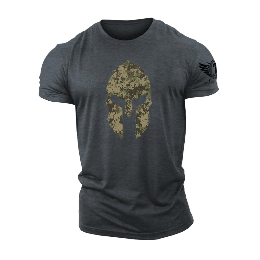 Spartan Helmet Woodland Camo - Gym T-Shirt - Ironfit
