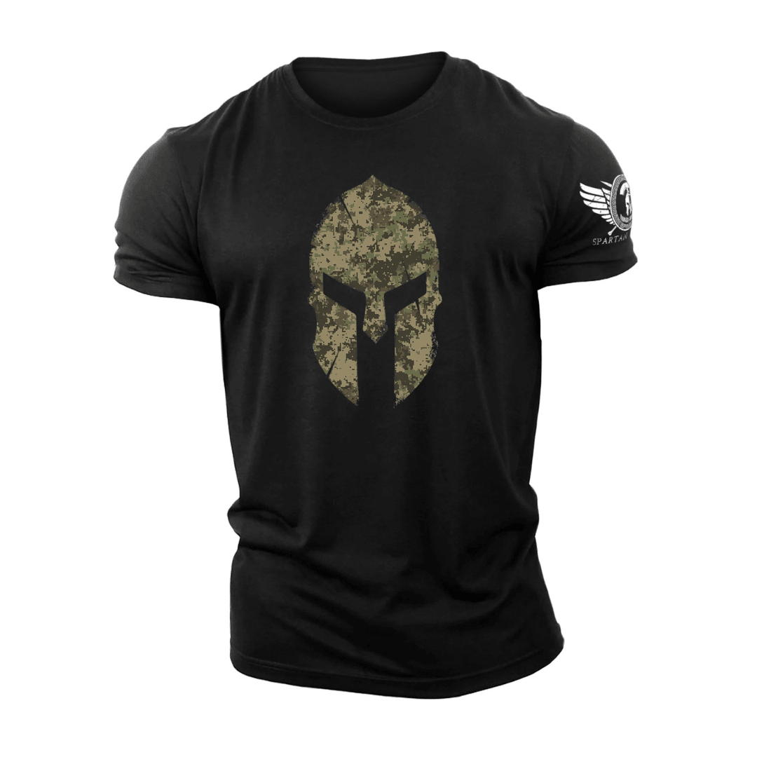 Spartan Helmet Woodland Camo - Gym T-Shirt - Ironfit
