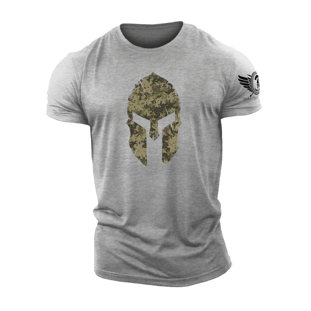 Spartan Helmet Woodland Camo - Gym T-Shirt - Ironfit