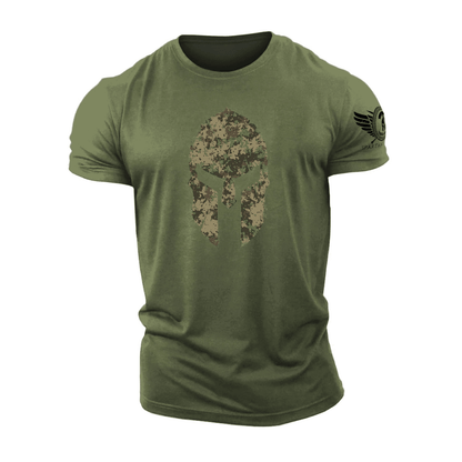 Spartan Helmet Woodland Camo - Gym T-Shirt - Ironfit
