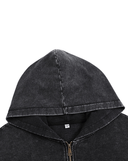 Gewaschene Reißverschluss-Hoodie - Gymfit