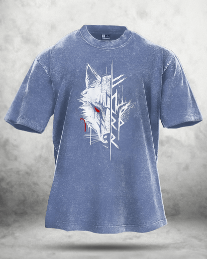 WOLF RED EYE WASHED T - SHIRT - Ironfit