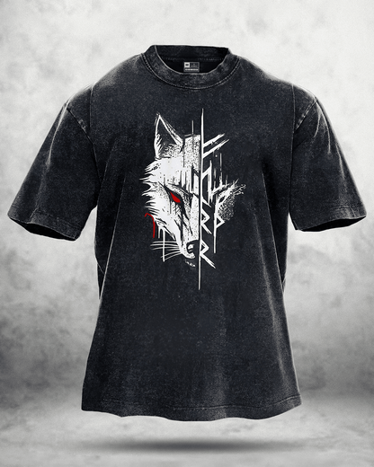 WOLF RED EYE WASHED T - SHIRT - Ironfit