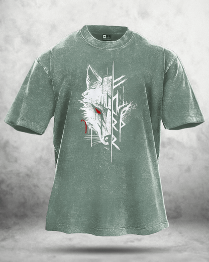 WOLF RED EYE WASHED T - SHIRT - Ironfit