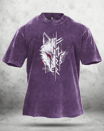 WOLF RED EYE WASHED T - SHIRT - Ironfit